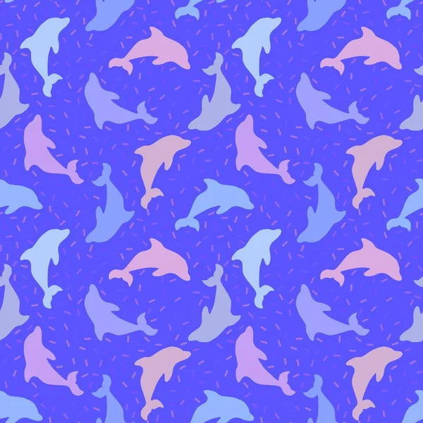 동물들은 종이를 물갈퀴없는 돌고래 무늬를 가지고 아이들은 프린트 수영복 직물을 — 스톡 사진