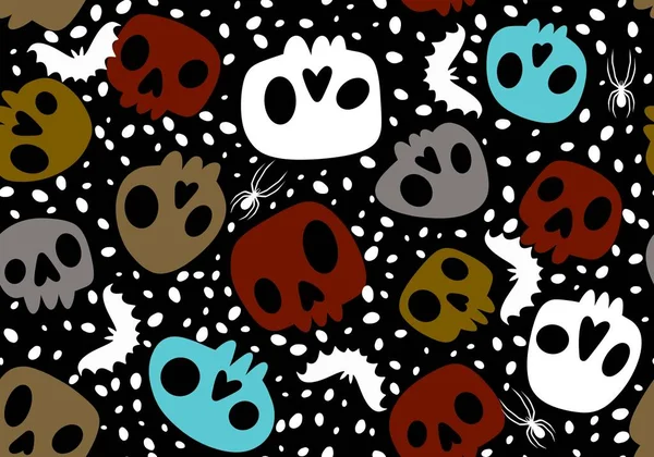 Halloween Monsters Naadloze Schedels Met Bloem Patroon Voor Het Inpakken — Stockfoto