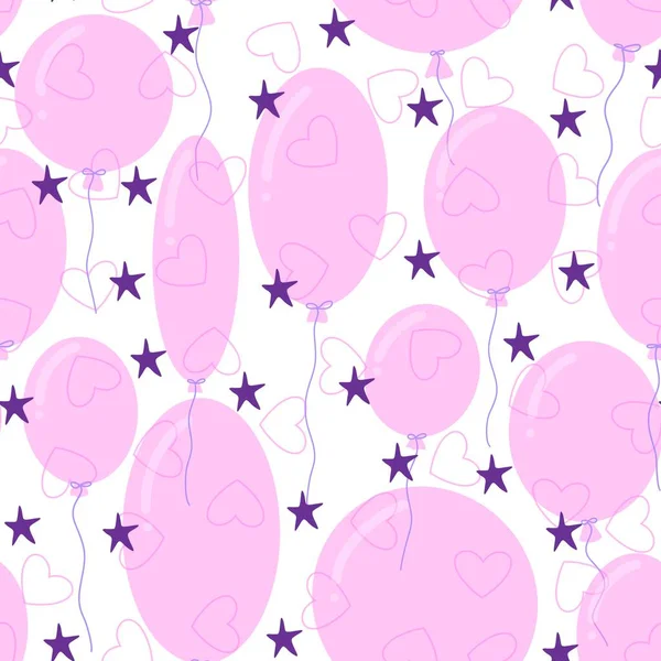 Festive Seamless Birthday Balloons Pattern Wrapping Paper Kids Clothes Print — Stock Photo, Image