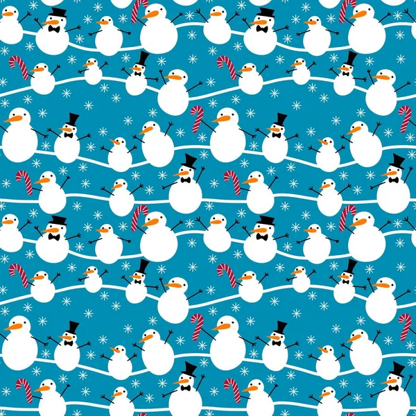 Patrón Año Nuevo Sin Costuras Muñeco Nieve Dibujos Animados Navidad —  Fotos de Stock