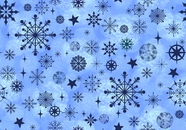 Invierno Acuarela Copos Nieve Sin Costuras Patrón Lunares Navidad Para — Foto de Stock