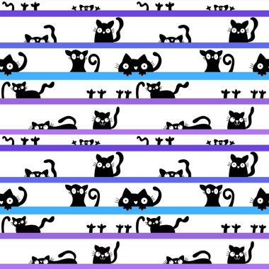 Cadılar Bayramı kedileri kusursuz hayvan desenli ambalaj kağıtları ve çocuk giysileri baskısı, kumaşlar, çarşaflar ve şenlikli ambalajlar. Yüksek kaliteli illüstrasyon