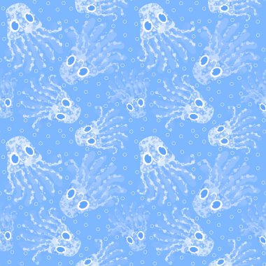 Çizgi filmlerdeki okyanus hayvanları kumaşlar, ambalaj kağıtları, çarşaflar, çocuk kıyafetleri ve yaz tekstili için kusursuz desenli. Yüksek kaliteli illüstrasyon