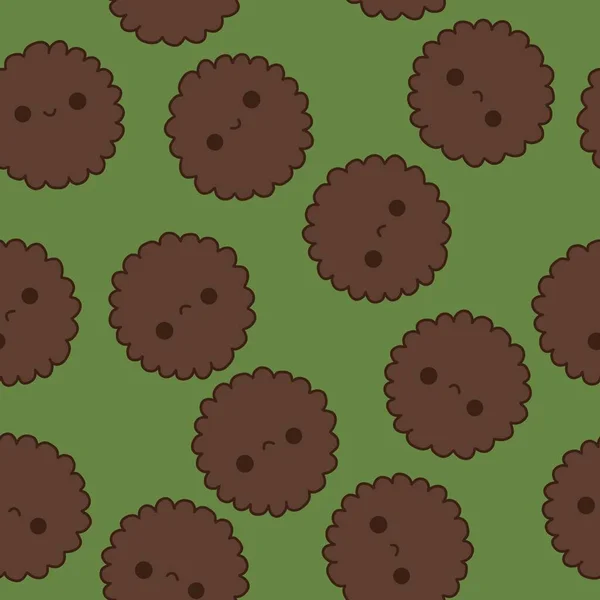 Cartoon kawaii seamless cookie pattern for wallpaper and fabrics and linens and kids clothes print and wrapping paper and menu and restaurant packaging. High quality illustration