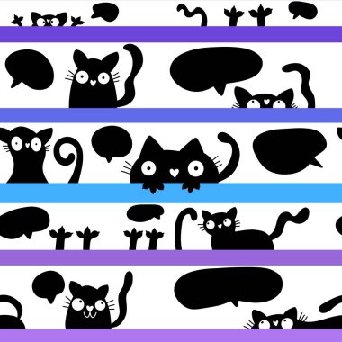 Cadılar Bayramı kedileri kusursuz hayvan desenli ambalaj kağıtları ve çocuk giysileri baskısı, kumaşlar, çarşaflar ve şenlikli ambalajlar. Yüksek kaliteli illüstrasyon