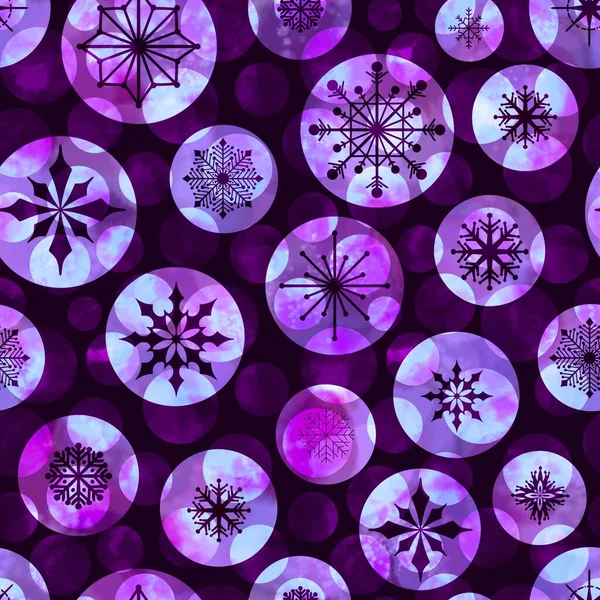 冬の水彩雪片シームレスクリスマスの水玉模様新年のギフトボックスと包装紙や布やリネンや子供の印刷やお祝いのパッケージのためのパターン 高品質のイラスト — ストック写真
