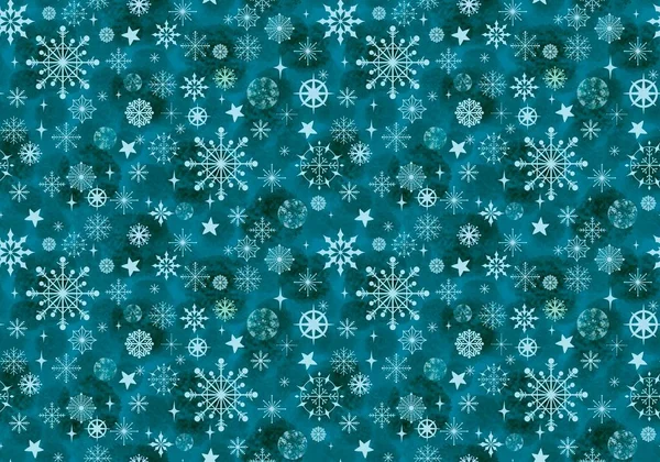 Winter Watercolor Snowflakes Seamless Christmas Polka Dots Pattern New Year — Stock Photo, Image