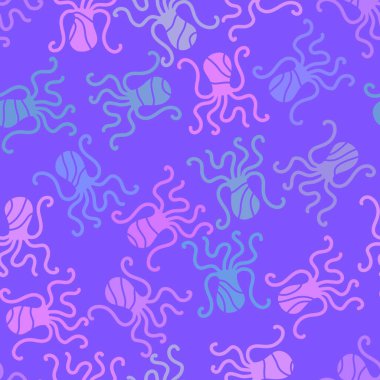 Yaz hayvanları ambalajsız ahtapot desenli ambalaj kağıdı ve çocuk kıyafetleri kumaşlar ve çarşaflar ve mayo tekstili ve menü kağıdı. Yüksek kaliteli illüstrasyon