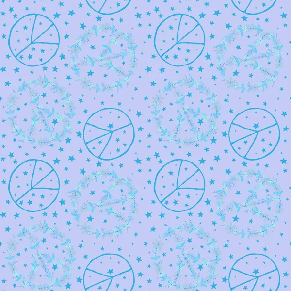 Summer cartoon seamless peace sign and flower pattern for wrapping paper and fabrics and linens and kids clothes print and festive packaging and fashion textiles. High quality illustration