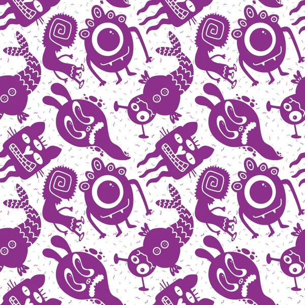Cartoon monsters seamless emoticons aliens pattern for kids clothes print and wrapping paper and fabrics and linens and kindergarten. High quality illustration