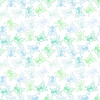 Yaz hayvanları ambalajsız ahtapot desenli ambalaj kağıdı ve çocuk kıyafetleri kumaşlar ve çarşaflar ve mayo tekstili ve menü kağıdı. Yüksek kaliteli illüstrasyon