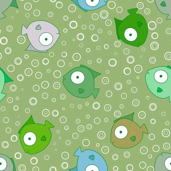 Cartoon Summer Animals Seamless Fish Pattern Fabrics Kids Clothes Print — Stock Photo, Image