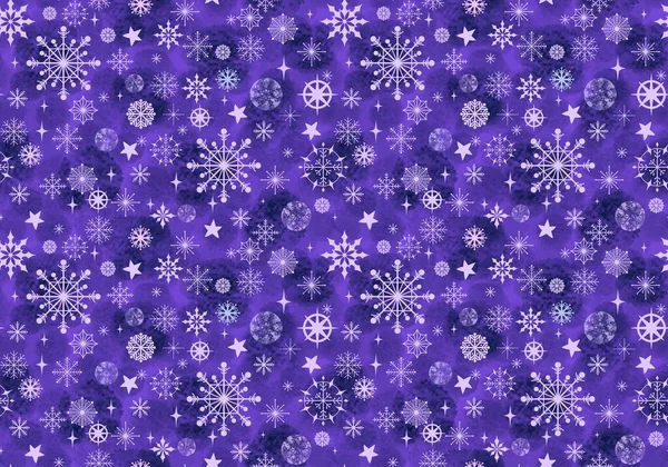 Vinterakvarell Snöflingor Sömlösa Jul Prickar Mönster För Nyår Presentförpackning Och — Stockfoto