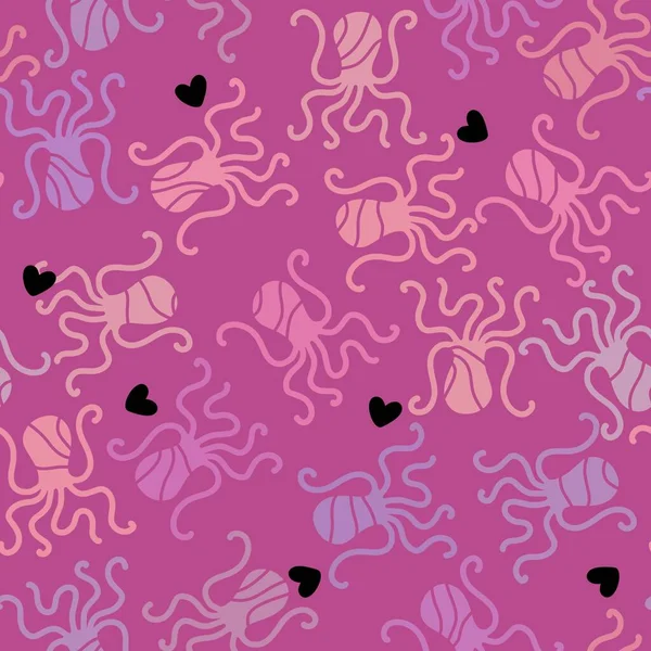 夏季动物无缝章鱼图案用于包装纸和儿童服装 印花织物 亚麻布和游泳衣 纺织品和菜单纸 高质量的例证 — 图库照片