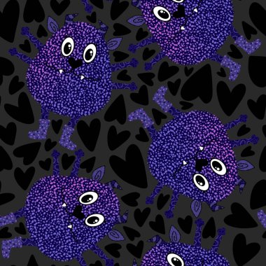 Cartoon monsters seamless emoticons aliens pattern for kids clothes print and wrapping paper and fabrics and linens and kindergarten. High quality illustration
