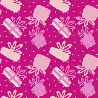 Çizgi film hediye kutuları kusursuz Noel ve doğum günü şablonu kağıt, kumaş, çarşaf, ambalaj, çocuk kıyafetleri ve parti aksesuarları için. Yüksek kaliteli illüstrasyon