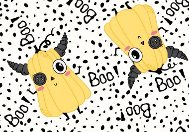 Halloween seamless pumpkins pattern for fabrics and wrapping paper and clothes print and notebooks and accessories and party. High quality illustration