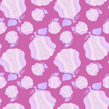 Cadılar Bayramı balkabakları, ambalaj kağıdı, kumaş, çarşaf, mutfak tekstili, çocuk giysileri baskısı, menü ve restoran ambalajları için kusursuz sonbahar hasat deseni. Yüksek kaliteli illüstrasyon