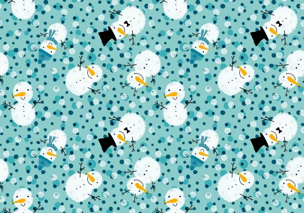 Natal Boneco Neve Dos Desenhos Animados Flocos Neve Sem Costura — Fotografia de Stock