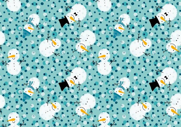 Christmas cartoon snowman seamless snowflakes and penguin and gifts box and candy and socks and gloves pattern for wrapping paper and kids print and festive packaging. High quality illustration