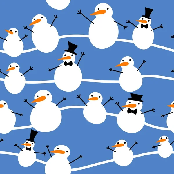 Kerst Cartoon Sneeuwpop Naadloos Nieuwjaar Patroon Voor Behang Stoffen Textiel — Stockfoto