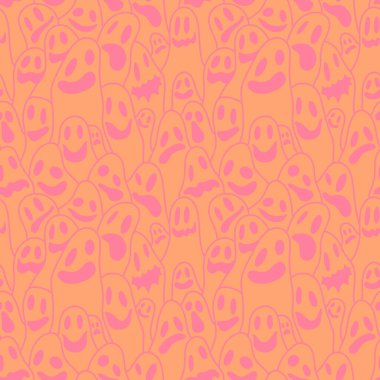 Cadılar Bayramı hayalet desenli ambalaj kağıtları, çarşaflar, kumaşlar çocuk giysileri baskıları, şenlikli aksesuarlar ve ambalajlar için. Yüksek kaliteli illüstrasyon