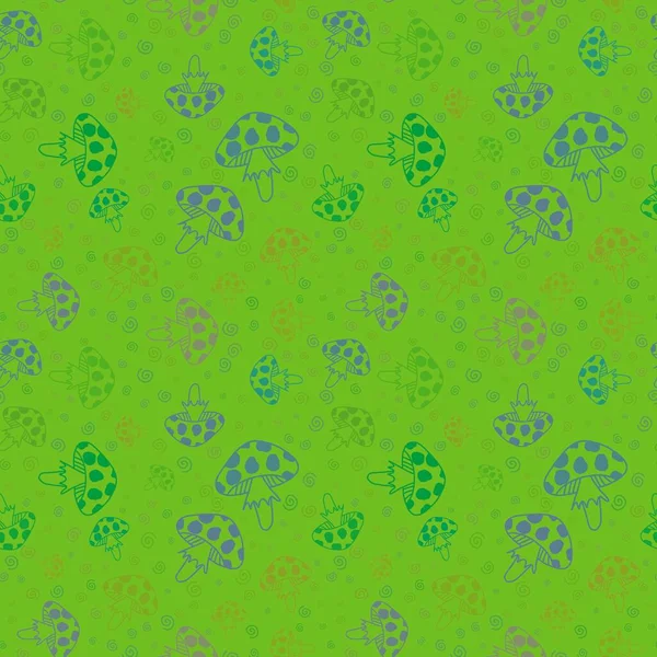 Summer Cartoon Seamless Mushrooms Pattern Wrapping Paper Fabrics Linens Kids — Stock Photo, Image