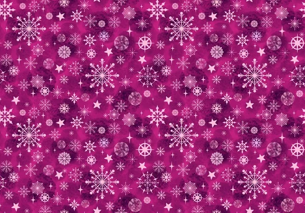 Zimowe Płatki Śniegu Akwarela Bezszwowe Świąteczne Kropki Wzór Nowy Rok — Zdjęcie stockowe