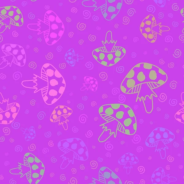 Padrão Cogumelos Sem Costura Desenhos Animados Verão Para Papel Embrulho — Fotografia de Stock