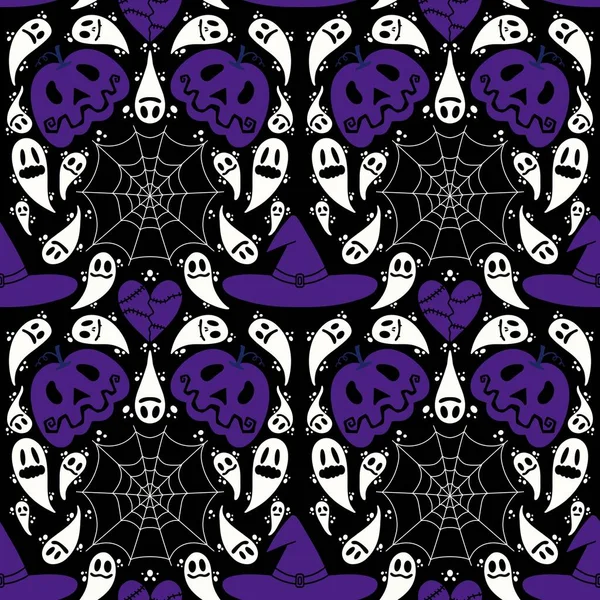 Halloween Cartoon Geometrische Naadloze Monster Patroon Voor Stoffen Textiel Verpakking — Stockfoto
