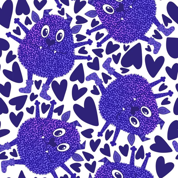 stock image Cartoon monsters seamless emoticons aliens pattern for kids clothes print and wrapping paper and fabrics and linens and kindergarten. High quality illustration