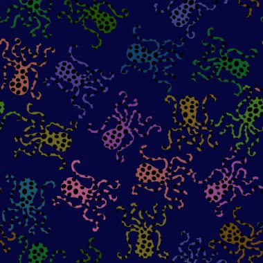 Yaz hayvanları ambalajsız ahtapot desenli ambalaj kağıdı ve çocuk kıyafetleri kumaşlar ve çarşaflar ve mayo tekstili ve menü kağıdı. Yüksek kaliteli illüstrasyon