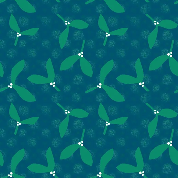 Christmas Floral Seamless Cartoon Mistletoe Berries Pattern Wrapping Paper Fabrics — Stock Photo, Image