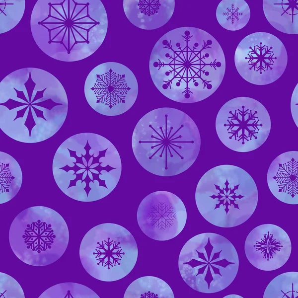 Invierno Acuarela Copos Nieve Sin Costuras Patrón Lunares Navidad Para —  Fotos de Stock