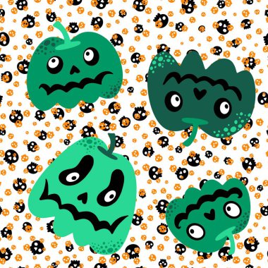 Halloween seamless pumpkins pattern for fabrics and wrapping paper and clothes print and notebooks and accessories and party. High quality illustration