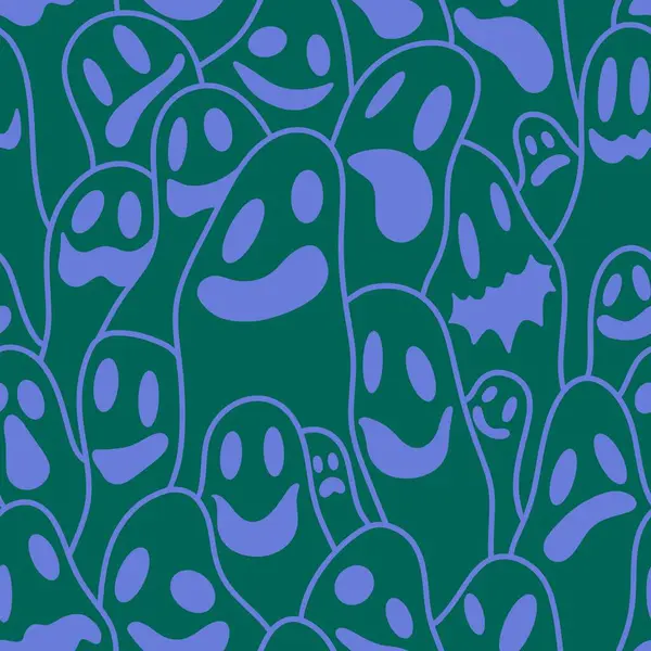 Patrón Sin Costura Fantasma Halloween Para Papel Envolver Ropa Cama —  Fotos de Stock
