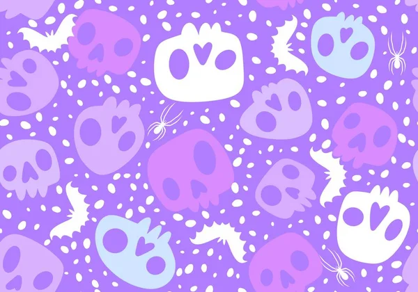 Halloween Monsters Seamless Sculls Flower Pattern Wrapping Paper Fabrics Linens — Stock Photo, Image