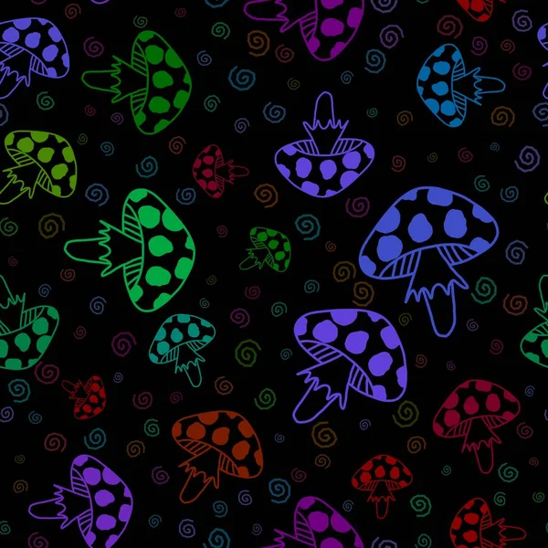 Padrão Cogumelos Sem Costura Desenhos Animados Verão Para Papel Embrulho — Fotografia de Stock