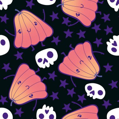 Halloween seamless pumpkins pattern for fabrics and wrapping paper and clothes print and notebooks and accessories and party. High quality illustration