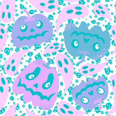Halloween seamless pumpkins pattern for fabrics and wrapping paper and clothes print and notebooks and accessories and party. High quality illustration