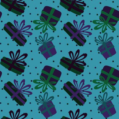 Çizgi film hediye kutuları kusursuz Noel ve doğum günü şablonu kağıt, kumaş, çarşaf, ambalaj, çocuk kıyafetleri ve parti aksesuarları için. Yüksek kaliteli illüstrasyon