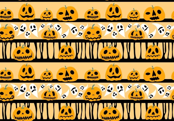 Zucche Halloween Senza Cuciture Fantasma Ossa Modello Gatto Avvolgere Carta — Foto Stock