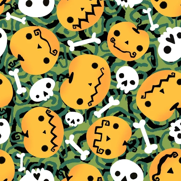Halloween Seamless Pumpkins Pattern Fabrics Wrapping Paper Clothes Print Notebooks — Stockfoto