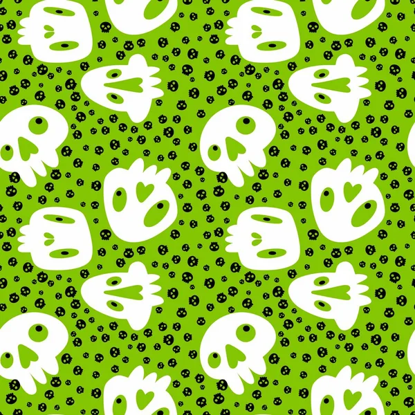 Cartoon Halloween Nahtlose Totenköpfe Muster Für Verpackungspapier Und Bettwäsche Und — Stockfoto