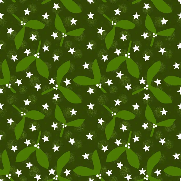 Рождественский Цветочный Бесшовный Мультяшный Узор Омелы Ягод Обертывания Бумаги Тканей — стоковое фото