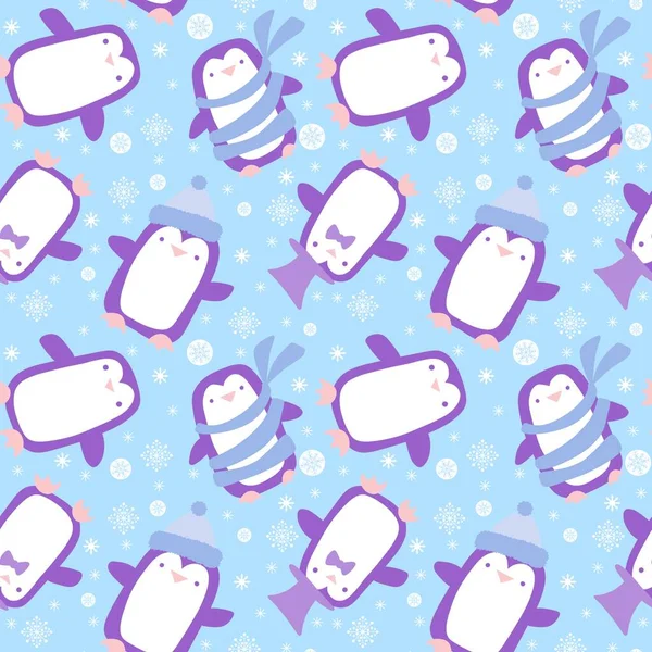 Christmas Animals Seamless Penguin Pattern Wrapping Paper Fabrics Linens Kids — Stock Photo, Image