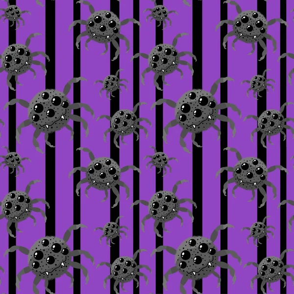Cartoon Monsters Seamless Halloween Spider Pattern Wallpaper Fabrics Textiles Packaging — Stock Photo, Image