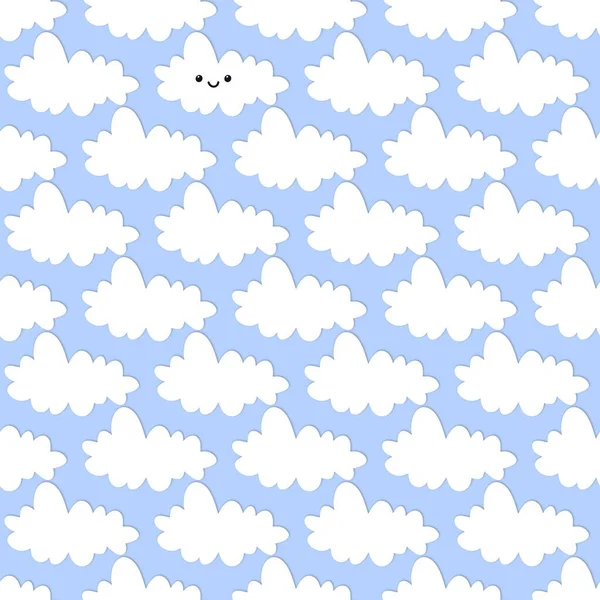 Desenhos Animados Padrão Nuvens Sem Costura Para Crianças Roupas Impressão — Fotografia de Stock