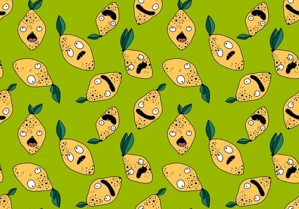 Padrão Limão Monstro Sem Costura Frutas Desenhos Animados Verão Para — Fotografia de Stock