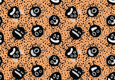 Cartoon monsters seamless emoticons aliens pattern for kids clothes print and wrapping paper and fabrics and linens and kindergarten. High quality illustration